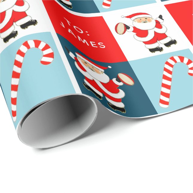 Personalised Rugby Holiday Gift Wrapping Paper (Roll Corner)