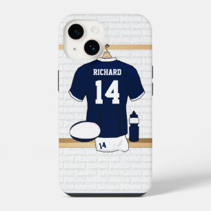 Personalised Rugby Jersey in locker room iPhone 14 Case