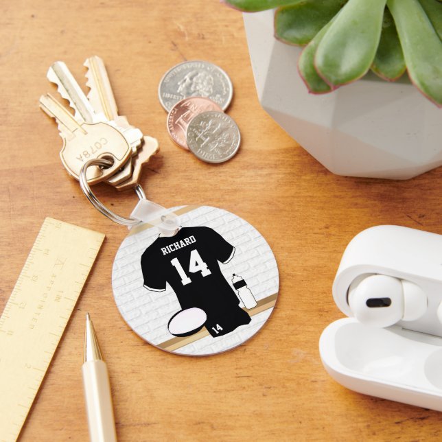 Personalised Rugby Jersey in locker room Key Ring (Desk)