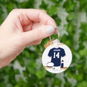 Personalised Rugby Jersey in locker room Key Ring