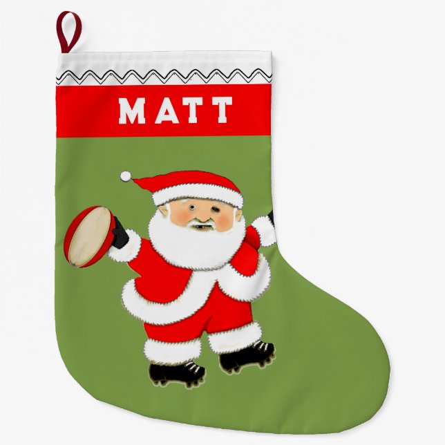 Personalised Rugby Large Christmas Stocking (Front)