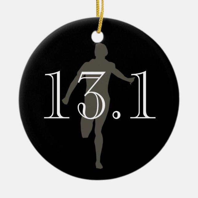 Personalised Runner 13.1 Half Marathon Keepsake Ceramic Tree Decoration (Front)