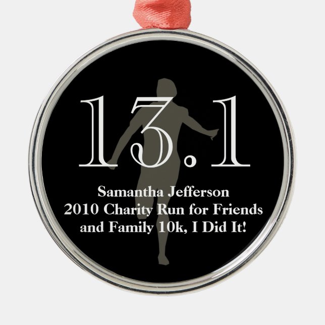 Personalised Runner 13.1 Half Marathon Keepsake Metal Tree Decoration (Front)