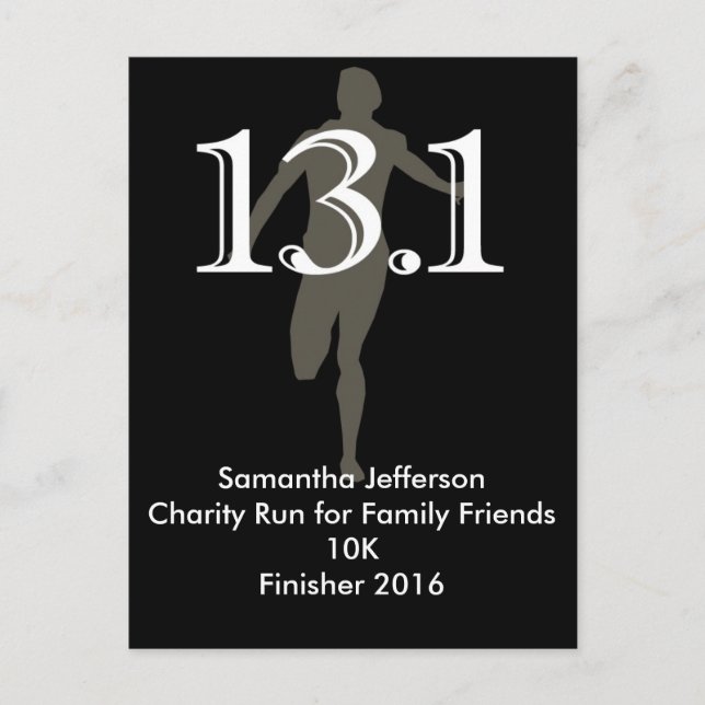Personalised Runner 13.1 Half Marathon Keepsake Postcard (Front)