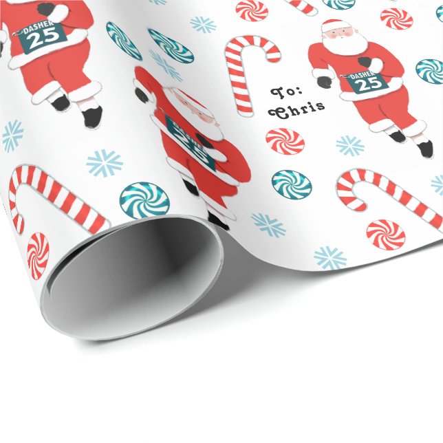 Personalised Running Holiday Gift Wrapping Paper (Roll Corner)