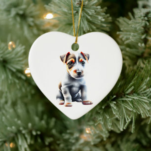 Personalised Russell Terrier Puppy Ceramic Tree Decoration