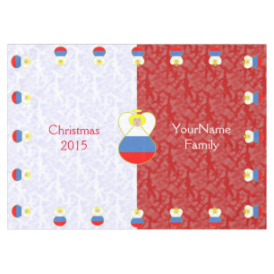 Personalised Russian Angel Flag Red White Tablecloth