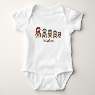 Personalised Russian Doll Matryoshka Baby Bodysuit