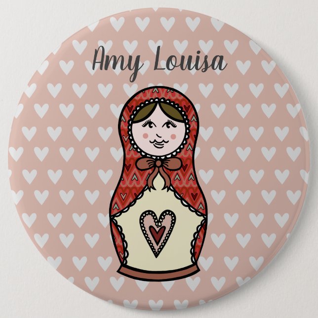 Personalised Russian Doll Matryoshka Button Badge (Front)