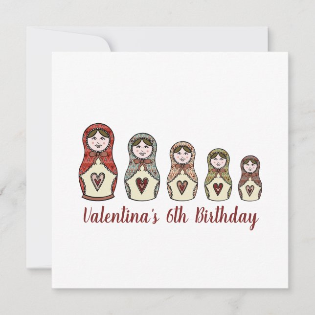 Personalised Russian Doll Matryoshka Invitation (Front)