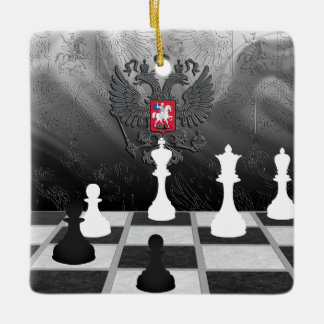 Personalised Russian Flag Chess Board and Pieces Ceramic Ornament