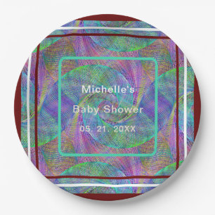 Personalised Rust White & Green Tableware Paper Plate