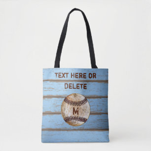 Personalised Rustic Baseball Tote Bag Shiplap Look
