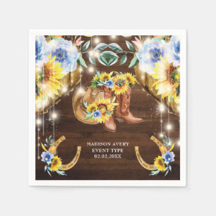 Personalised Rustic Boots Floral String Lights  Napkin