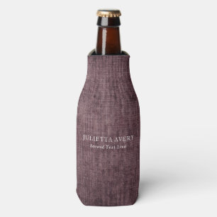 Personalised Rustic Burgundy Linen Texture Bottle Cooler