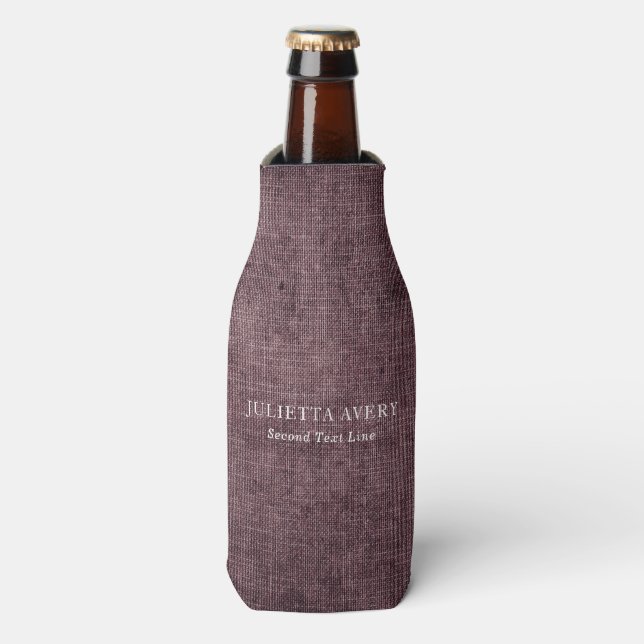Personalised Rustic Burgundy Linen Texture Bottle Cooler (Bottle Front)