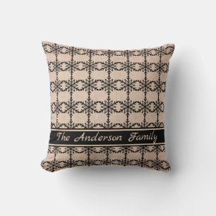 Personalised Rustic Burlap White Snowflake Pattern Cushion