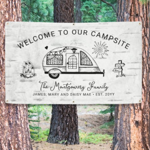 Personalised Rustic Camping Welcome Banner