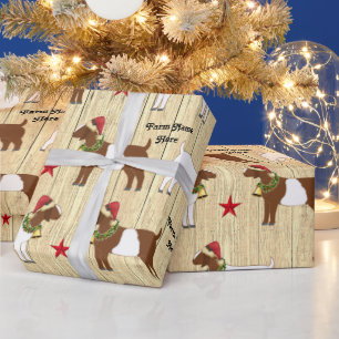 Personalised Rustic Christmas Boer Goat Herd Wrapping Paper