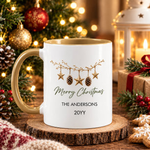 Personalised Rustic Christmas Ornaments Mug