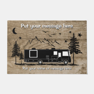 Personalised Rustic Class A RV Wood Design Doormat
