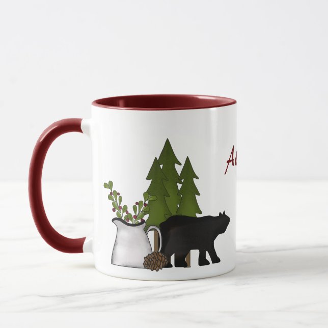 Personalised Rustic Country Bear Mountain Mug (Left)