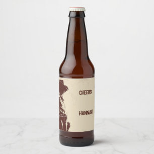 Personalised Rustic Cowgirl Western Party Beer Bottle Label