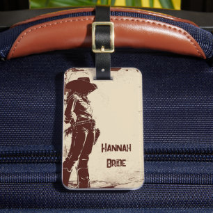 Personalised Rustic Cowgirl Western Party  Luggage Tag
