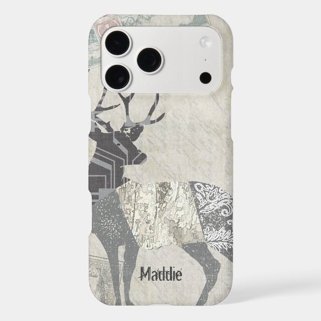 Personalised Rustic Deer Abstract Floral Geometric (Back)