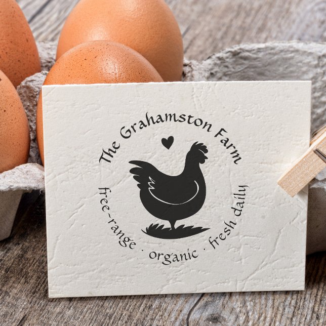 Personalised Rustic Egg Carton Stamp Hen Drawing (Rubber Stamp Mock-up)