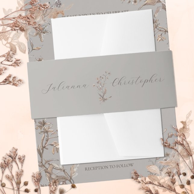 Personalised Rustic Elegant Wildflowers Wedding Invitation Belly Band (Creator Uploaded)