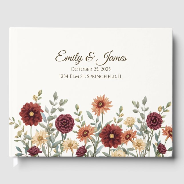 Personalised Rustic Fall Wedding Guest Book  (Front)