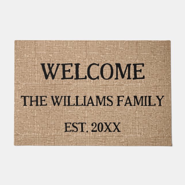 Personalised Rustic Family Name Monogram Doormat   (Front)