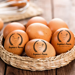 Personalised Rustic Farm Fresh Name Round egg Rubber Stamp
