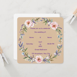 “Personalised Rustic Floral Wedding Invitation