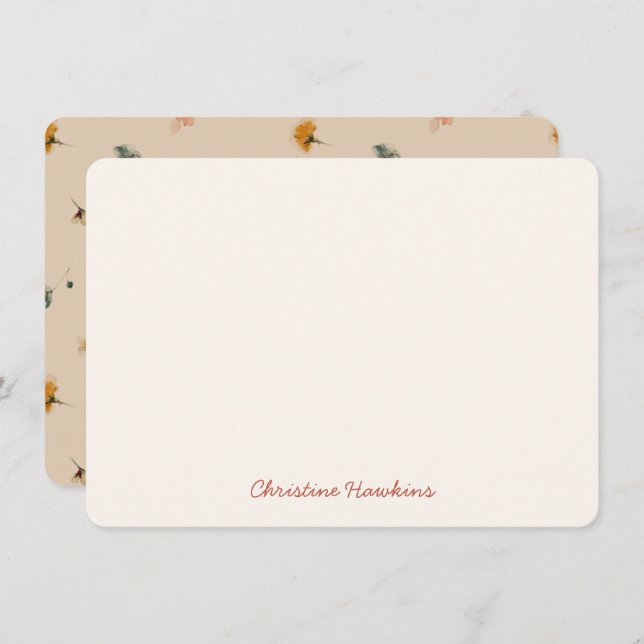 Personalised Rustic Floral Wildflower Stationery Card (Front/Back)