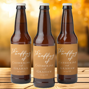 Personalised Rustic Gold Fall Wedding Beer Bottle Label