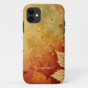 Personalised Rustic Golden Autumnal Distressed Ink Case-Mate iPhone Case