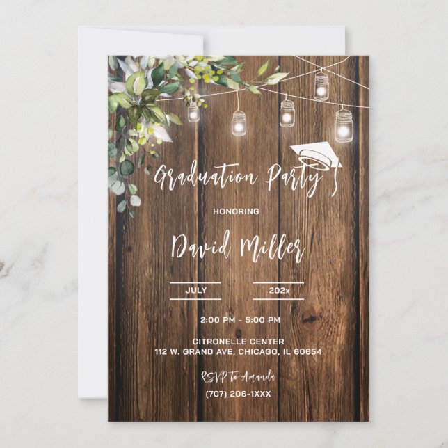 Personalised  Rustic Graduation Designs Invitation (Front)