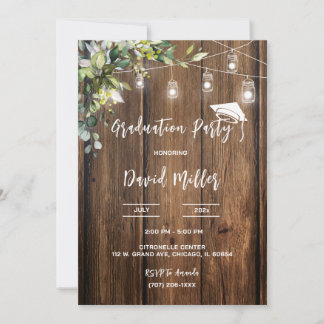 Personalised  Rustic Graduation Designs Invitation