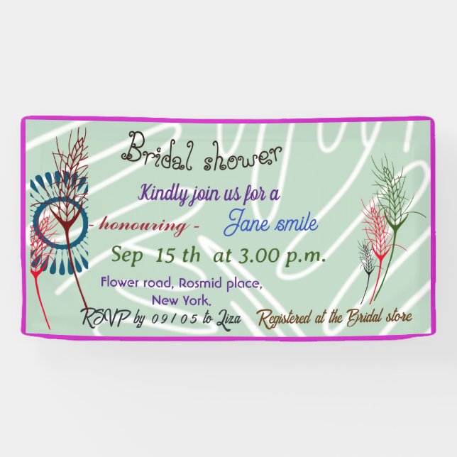 Personalised Rustic green BRIDAL SHOWER BANNER (Horizontal)