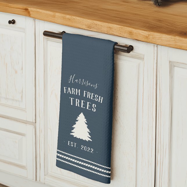Personalised Rustic Holiday Farm Fresh Trees Tea Towel (Creator Uploaded)