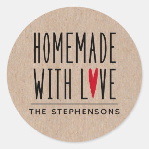 Personalised Rustic Kraft Made With Love Classic Round Sticker
