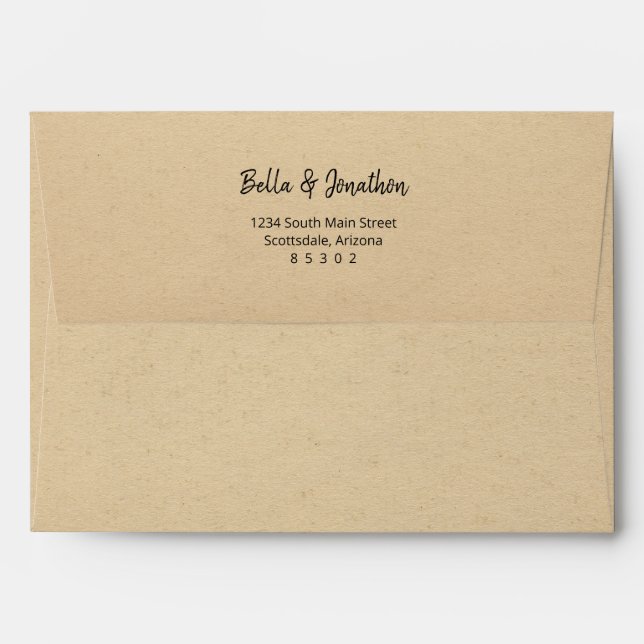 Personalised Rustic Kraft Paper Background Wedding Envelope (Back (Top Flap))