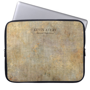 Personalised Rustic Linen Texture Business Laptop Sleeve