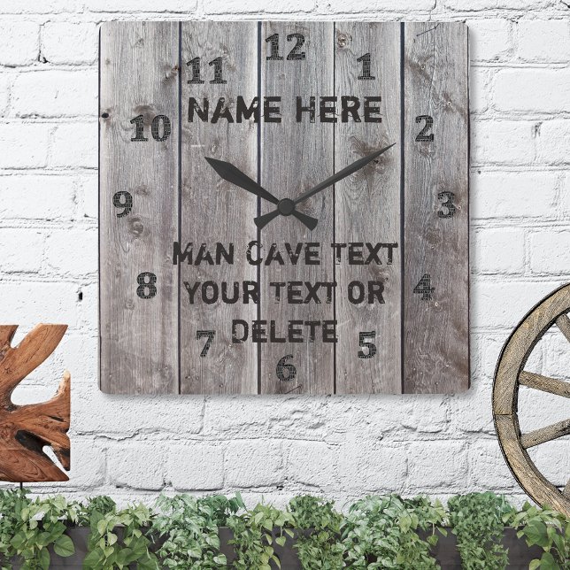 Personalised Rustic Man Cave Clocks for Him (Man Cave Decor. Personalized, Rustic Wall Clock. Farmhouse kitchen clock. Man Cave Garage Decor. )