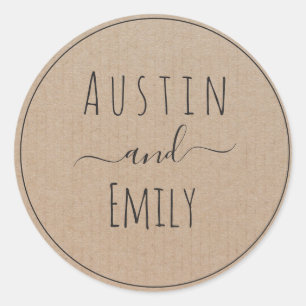 Personalised Rustic Modern Boho Wedding  Classic R Round Sticker