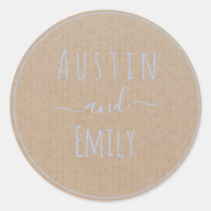 Personalised Rustic Modern Boho Wedding Classic Round Sticker
