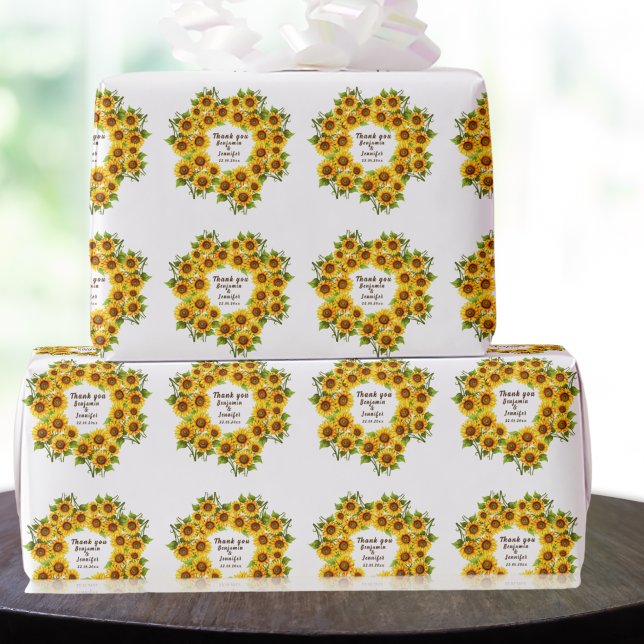 Personalised rustic morden sunflower wedding  wrapping paper (Creator Uploaded)