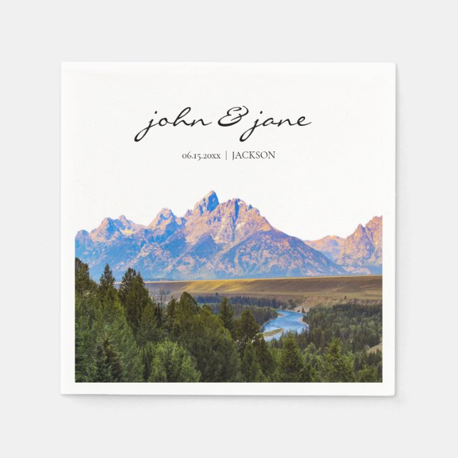 Personalised Rustic Mountain Cocktail Napkin (Front)